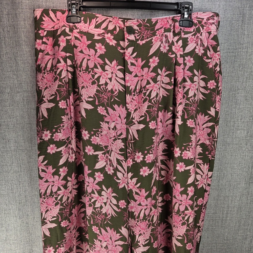 Liz Claiborne Womens Wide Leg SZ 14 Pink Olive Palazzo Pants NWT Coastal Cottage